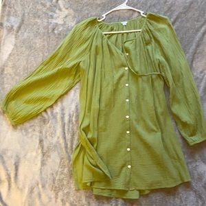 Green button down dress